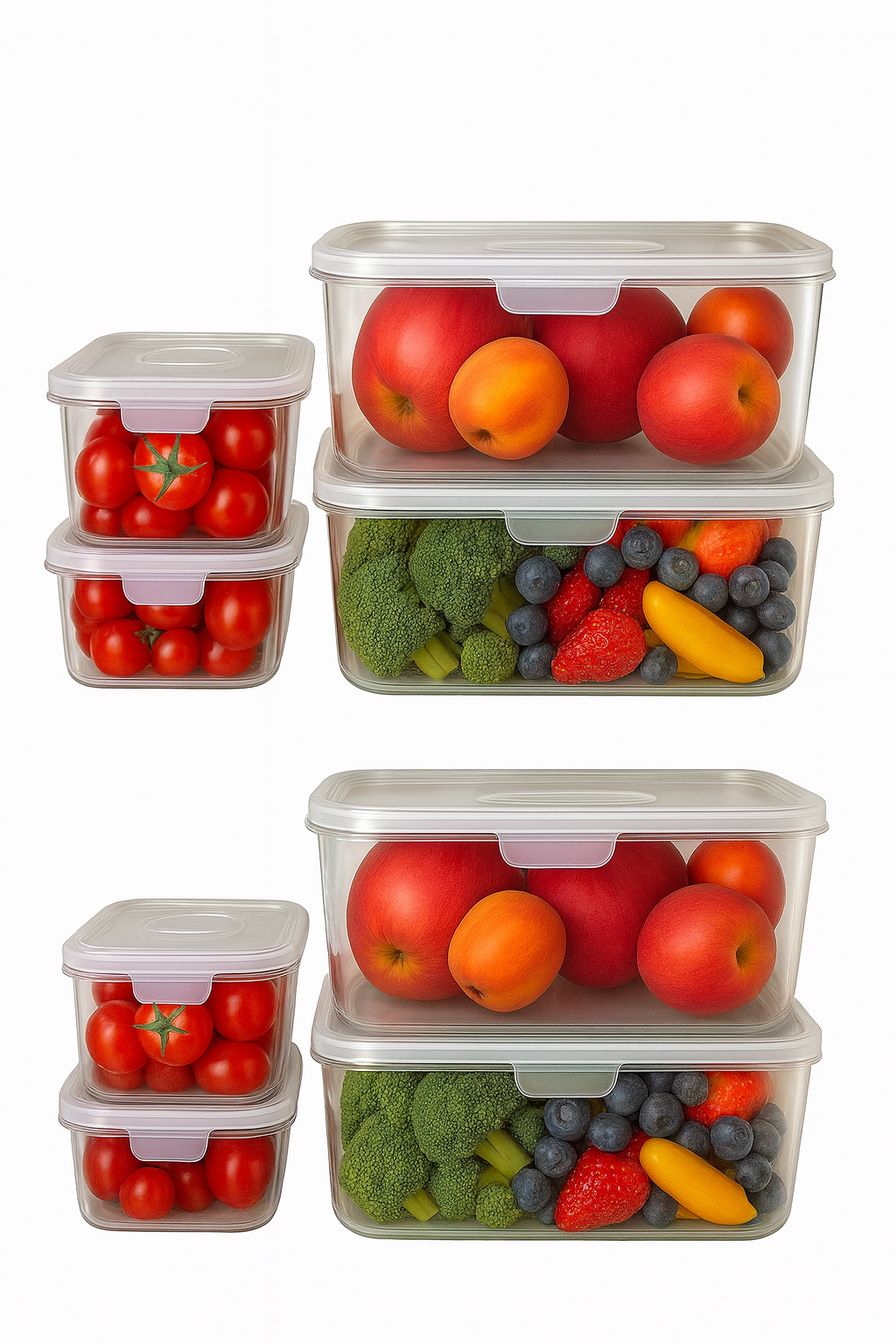 Khalil Food Storage Containers – 4 Piece Set (2 Small, 1 Medium, 1 Large) – BPA-Free Airtight Plastic Containers with Lids – Pantry, Fridge, Kitchen Storage Bins – Stackable & Reusable