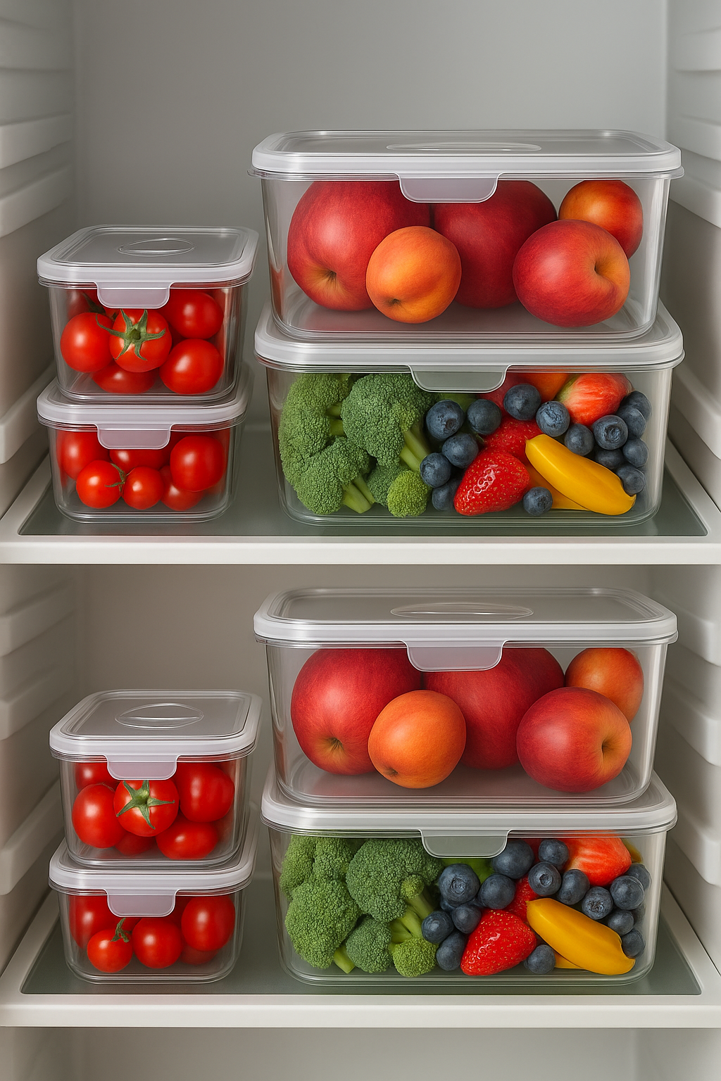Khalil Food Storage Containers – 4 Piece Set (2 Small, 1 Medium, 1 Large) – BPA-Free Airtight Plastic Containers with Lids – Pantry, Fridge, Kitchen Storage Bins – Stackable & Reusable